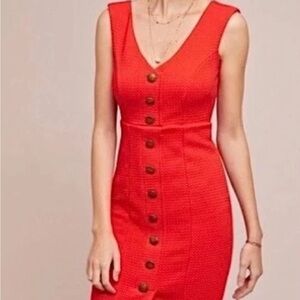Anthropologie Vibrant Red Midi Dress